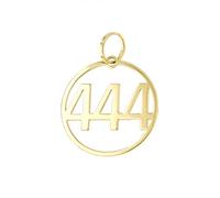 forme di Lucchetta - Pendentif cercle avec numéro angélique 444 en or | message personnel des anges | 15 mm en or jaune 14 carats, breloques et pendentifs pour chaîne (jusqu'à 4 mm) pour femme fille