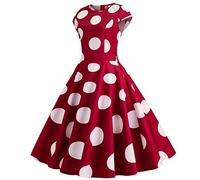 Forme Fourreau en Cuir pour Femme avec Imprimé à Manches Courtes de Bal Robe de Bal Femme Vintage rétro Robes d'Hiver Élégantes, rouge, M