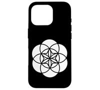 Forme géométrique sacrée Blanche Fleur de Vie Noire et Blanche Coque pour iPhone 16 Pro