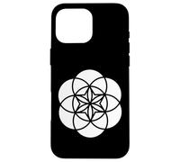 Forme géométrique sacrée Blanche Fleur de Vie Noire et Blanche Coque pour iPhone 16 Pro Max