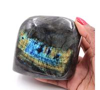 Forme polie de Labradorite de 910 grammes et 90 millimètres, Minéral Labradorite de Madagascar, 100% d'origine Naturelle, Œuvre Exclusive, Pierre minérale, Pierre de Concentration