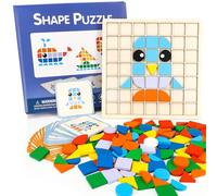 Forme Puzzle en Bois Tangram Enfant, Puzzles Tangram, Jeux Montessori-137Formes géométriques et 20 Cartes, Jouets éducatifs Classiques pour Enfants, Garçons, Filles