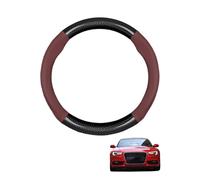 Forme Ronde Couvre Volant Voiture en Fibre de Carbone et Microfibre Cuir pour A5 Coupe 8T 8F 2008-2016 Antidérapant Respirant Sport Housse Decoration Interieur Accessoire Auto,Wine Red