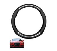 Forme Ronde Couvre Volant Voiture en Fibre de Carbone et Microfibre Cuir pour A5 Coupe 8T 8F 2008-2016 Antidérapant Respirant Sport Housse Decoration Interieur Accessoire Auto,Black