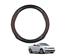 Forme Ronde Couvre Volant Voiture en Fibre de Carbone et Microfibre Cuir pour EOS Coupe 2006-2015 Antidérapant Respirant Sport Housse Decoration Interieur Accessoire Auto,Dark Brown