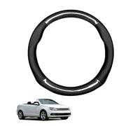 Forme Ronde Couvre Volant Voiture en Fibre de Carbone et Microfibre Cuir pour EOS Coupe 2006-2015 Antidérapant Respirant Sport Housse Decoration Interieur Accessoire Auto,Black