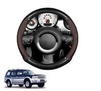 Forme Ronde Couvre Volant Voiture en Fibre de Carbone et Microfibre Cuir pour Everest U268 2003-2012 Antidérapant Respirant Sport Housse Decoration Interieur Accessoire Auto(Dark Brown)