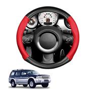 Forme Ronde Couvre Volant Voiture en Fibre de Carbone et Microfibre Cuir pour Everest U268 2003-2012 Antidérapant Respirant Sport Housse Decoration Interieur Accessoire Auto(Red)
