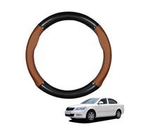 Forme Ronde Couvre Volant Voiture en Fibre de Carbone et Microfibre Cuir pour Octavia A5 2005-2012 Antidérapant Respirant Sport Housse Decoration Interieur Accessoire Auto,Light Brown