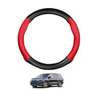 Forme Ronde Couvre Volant Voiture en Fibre de Carbone et Microfibre Cuir pour Pilot YF5 6 2016-2022 Antidérapant Respirant Sport Housse Decoration Interieur Accessoire Auto,Red