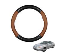Forme Ronde Couvre Volant Voiture en Fibre de Carbone et Microfibre Cuir pour Tiburon Coupe RC RD 1996 Antidérapant Respirant Sport Housse Decoration Interieur Accessoire Auto,Light Brown