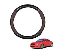 Forme Ronde Couvre Volant Voiture en Fibre de Carbone et Microfibre Cuir pour TT Coupe 8N 1998-2006 Antidérapant Respirant Sport Housse Decoration Interieur Accessoire Auto,Dark Brown