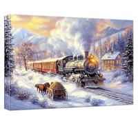 Former Peinture par Numero Adulte, DIY Peinture par Numero Scène de neige Paint by Numbers Enfant Débutants, Kit Creatif Adulte Pinceaux Dessin Pigment Acrylique, Decoration Maison 80x120cm, Model929