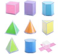 Formes 3D pour les ressources mathématiques, 8pcs Plastic 3D Formes avec papier pliant, géométrie Toys pour enfants Maths en classe Maths