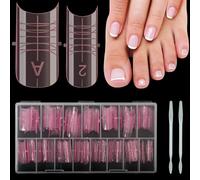 Formes à ongles plates et incurvées pour doigts et orteils, moules doubles pré-gravés pour grands lits d'ongles normaux et de petits doigts et orteils, réutilisables, pas de lime nécessaire, 16