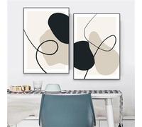Formes abstraites Impressions d'art Peinture sur toile Noir Beige Crème Gris Affiche Mode Peinture à l'huile neutre Impression pour la décoration intérieure 50x70 cm (20x28 pouces) x2 sans cadre