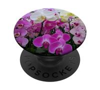 Formes d'orchidées Magnifiques Blanches et Magenta Mania PopSockets PopGrip Adhésif