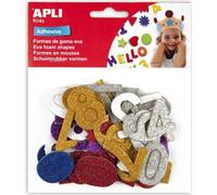 Formes en mousse - chiffres avec paillettes autocollantes, mélange de tailles, couleurs 50 pcs