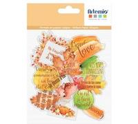 Artemio Formes en papier calque Pre-Cuts 'Fall in Love' – Textes automne multicolore – 1,5–8 cm