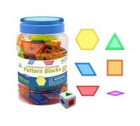 Formes géométriques | Blocs géométriques transparents pour concevoir des motifs | Outils éducatifs mathématiques | Pour les activités, les jeux et les jeux en classe, à la maison et à l'école