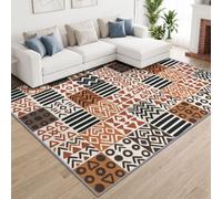 Formes Géométriques Blocs Rayés Tapis Salon Antidérapant Lavable 180x240cm | Poil Ras Doux Tribu Africaine Vintage Tapis pour Salle a Manger Bureau Cuisine Descente de lit Chambre Decoration Chambrel
