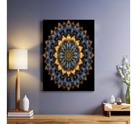 Formes Géométriques Image sur Toile motif mandala doréTableau Décoratif Imprimé avec Cadre 30 x 20 cm Art Wall Peinture Photo Affiche Image pour Garçons Filles Chambre Dortoir