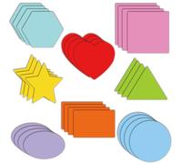 Formes mathématiques - Cartes à jouer - Multi-formes - Cartes rondes à code couleur - Cœurs - Étoiles - Triangle - Carré - Ovale - Hexagonal - Découpe en papier pour étudiant et salle de classe