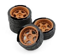 FORMIAHA Lot de 4 pneus de Course RC 1/10 for Ta-Miya TT01 TT02 XV01 TA06 PTG-2 WR8/10 (pièces de Rechange)(Gold)