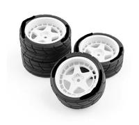 FORMIAHA Lot de 4 pneus de Course RC 1/10 for Ta-Miya TT01 TT02 XV01 TA06 PTG-2 WR8/10 (pièces de Rechange)(White)