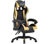 Vidaxl Fauteuil De Jeux Vidéo Avec Repose-Pied Doré Et Noir Similicuir Doré