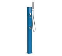 Formidra - Douche Solaire 20 L pour Utilisation en Extérieur de Jardin, Piscine ou Spa - Robinet à Pied, Mitigeur et Douchette Amovible - Aluminium - Bleu Capri - Jolly Go2