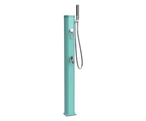 Formidra - Douche Solaire 20 L pour Utilisation en Extérieur de Jardin, Piscine ou Spa - Robinet à Pied, Mitigeur et Douchette Amovible - Aluminium - Vert Opaline - Jolly Go2