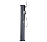 Formidra - Douche Solaire Jolly Go 20L - DS-JG141NO - Douche Solaire Extérieure en Aluminium avec Douchette Amovible, Mitigeur et Rince Pieds - Compacte et Élégante - Anthracite - 24x26x120cm