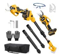 FormiPow 2-in-1 Sécateur Électrique Avec Perche pour Dewalt 20V Batteries | 30mm Secateur Electrique Sans Fil, 2M Perche Télescopique, Perche Élagueuse pour Jardinage Arbres, Fleurs, Sans batterie