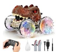 FORMIZON Amphibie Voiture TéLécommandée Enfant, Monster Truck Télécommandé avec Pistolet à Eau, Lumières LED et Rotation à 360°, Voiture Radiocommandée pour Garçons et Filles de 6 à 12 Ans (Brun)