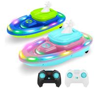 FORMIZON Bateau Ttélécommandé, sous Marin Télécommandé avec Fonction de Projection d'eau, Bateau RC Étanche, Bateau Radiocommandé avec lumière et Rotation à 360 Degrés (Blau und Rosa)