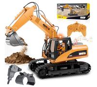 FORMIZON Godet Marteau Pince 3-en-1 Pelleteuse Télécommandée Enfant Jouet Garcon 8+ Ans, 1:14 Échelle 2.4G Hz Pelle Hydraulique Cadeau Noël Garcon 8-12 Ans Tractopelle Telecommandé