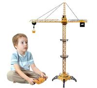 FORMIZON Grue à Tour Télécommandée, 2,4 GHz à 6 Canaux Grue de Chantier, 128 cm Haute Radio Contrôle, Grue élévatrice Enfants avec Tour et Télécommande (Tour A)