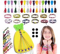 FORMIZON Kit Bracelet Fille, Kit de Fabrication de Bijoux, D'artisanat de Bracelet D'amitié avec Planches Tissées et 17 Couleurs de Fil, Kit de Fabrication de Bracelets Kit pour Filles 6-12 Ans