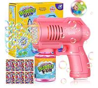 FORMIZON Machine à Bulles, Pistolets à Bulles de Savon pour Les Enfants, Pistolet à Bulles Automatique avec 130ML Solution et 60ML de Concentré à Bulles, Jouet à Bulles Cadeau pour Enfant (Rose)