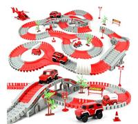 FORMIZON Plus de 300 circuits de voiture avec 6 voitures jouets | Kit de piste flexible à monter soi-même, voiture électrique, cadeau pour enfants à partir de 3, 4, 5, 6, 7, 8 ans
