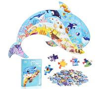 FORMIZON Puzzle Enfant, 128 Pièces Puzzle Animaux, Jouet Puzzles pour Fille et Garçon, Jouet éducatif Enfant, Cadeau Jouet de 4 5 6 7 8 9 10 Ans (Baleine)