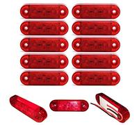 Formplas Lot de 10, 12-24 V de longueur, 20 mm de hauteur, 10 mm d'épaisseur, 3 LED SMD, rouge, idéal pour camions et remorques