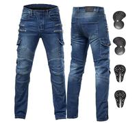 ForMTRider Jeans Moto Hombre à Armure CE et Ventilations Éco-énergétiques pour Confort Toute l'Année,Bleu,XXL=40W/31L