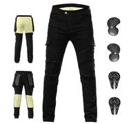ForMTRider Pantalons de Moto avec Doublure en Aramide et Armure CE, Jeans Moto de Protection pour Une Sécurité Améliorée, Noir, M=34W /30L