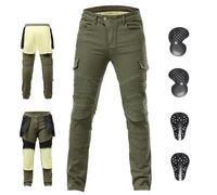 ForMTRider Pantalons de Moto avec Doublure en Aramide et Armure CE, Jeans Moto de Protection pour Une Sécurité Améliorée,Vert Armée,XXL=40W/31L