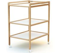 FORMULA BABY Table à langer | fabriquée en hêtre massif | 4 roulettes directionnelles avec frein | utilisable jusqu'à 12 mois | 2 étagères pratique pour ranger