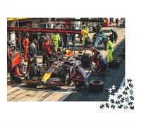 Formulaa Race Jigsaw Puzzles 1000 Pièces Recyclable Material Pit Stop Senior Puzzles Impossible Hard Difficult Challenging Éducatif Game for Men 70x50cm/1000pcs