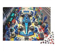 Formulaa Race Jigsaw Puzzles 1000 Pièces Recyclable Material Pit Stop Senior Puzzles Impossible Hard Difficult Challenging Éducatif Game for Men 52x38cm/1000pcs