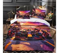 Formulaa Racing Chaud Linge de Lit Set Fermeture Éclair Cachée Duvet Cover avec Taies d'Oreiller Pit Stop Quilt Cover Doux Microfiber Couette Cover pour Garçon, Fille et Adultes Super King (260x2...